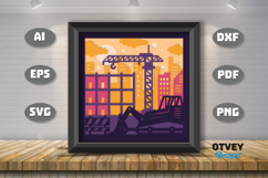 Construction Scene 3D Shadow Box Layered Papercut Product Image 3