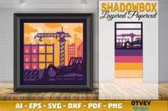 Construction Scene 3D Shadow Box Layered Papercut Product Image 1