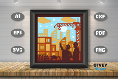 Construction Scene 3D Shadow Box Layered Papercut Product Image 1