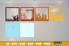 Construction Scene 3D Shadow Box Layered Papercut Product Image 3