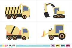 Construction vehicle illustrations with simple child friendly shapes