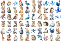 Cute Watercolor Animals Clipart Adorable MegaBundle 200 Product Image 2