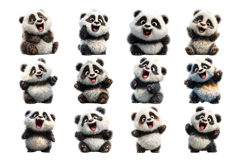 Happy Panda Clipart Bundle 27 PNG Transparent BG Product Image 2