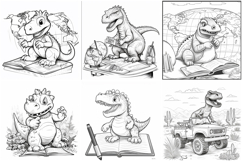 60 Dinosaur Coloring Pages Book Illustrations Printable JPG Product Image 2