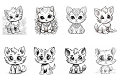 100 Coloring Pages of Cats Book Illustrations JPG Product Image 2