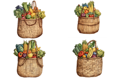 32 Thanksgiving Harvest Basket Illustration PNG Collection Product Image 3