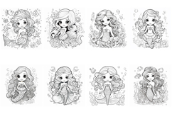 76 Mermaid Princess Girl Clipart Color Book Illustration Product Image 3