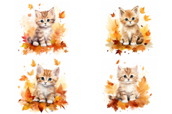 20 Autumn Thanksgiving Kitten Cat Illustrations JPG Product Image 2