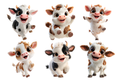 Baby Calf Clipart Bundle 15 PNG Transparent BG Product Image 2