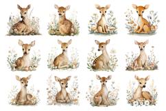 Sweet Baby Deer Clipart Bundle 40 PNG Product Image 2