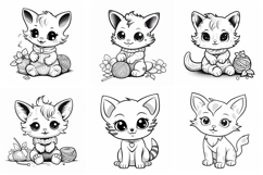 40 Kitten Coloring Page Outline Logo Cute Cat Illustration Product Image 2