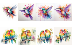 100 Watercolor Bird Illustrations JPG Paintings Kingfisher Product Image 8