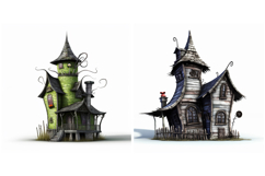 8 Spooky Halloween Castles Illustration Cartoon Collection Product Image 3