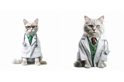 10 Cat Doctor Kitten Dress Up Illustration JPG Portrait Product Image 2