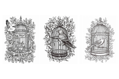 32 Vintage Bird Birdcage Illustration Logo Decoration Design Product Image 9