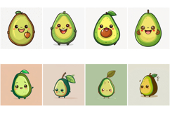 50 Avocado Kawaii Characters Illustration Collection JPG Product Image 2