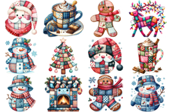 Patchwork Christmas Clipart Bundle|Quilted Christmas Design Product Image 3