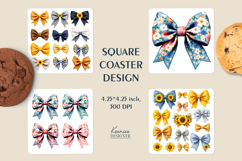 Colorful Silk Coquette Bow Square Coaster Sublimation Product Image 1