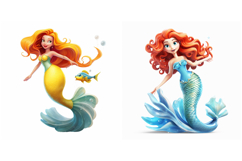 12 Mermaid Pretty Girl Cartoon Illustration Sticker PNG Product Image 3
