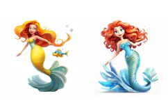 12 Mermaid Pretty Girl Cartoon Illustration Sticker PNG Product Image 3