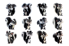 Funky Skunk Clipart Bundle 40 PNG Transparent BG Product Image 2