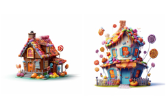 8 Gingerbread Fairytale Houses Illustration Collection JPG Product Image 3