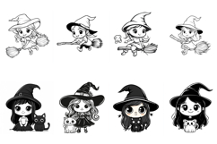 34 Witches Clipart Logo Color Book Pages JPG Collection Product Image 4