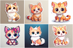 100 Kitten Cat Sticker Illustrations Designs JPG Product Image 2