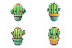 36 Kawaii Cactus Sticker Colour Book Illustration Cartoon Product Image 6