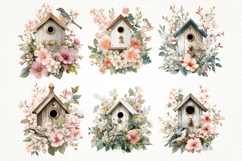 Floral Birdhouse Clipart Bundle 40 PNG Transparent BG Product Image 2