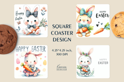 Cute Easter Bunny| Happy Easter Square Coaster Product Image 1