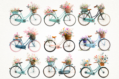 Floral Bikes Clipart Bundle 40 PNG Vintage Transparent BG Product Image 2