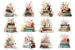 Books with Flowers Clipart Bundle 37 PNG Transparent BG Product Image 2