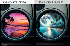 Ocean |Beach |Sunset | Summer Vibes Car Coaster Design Product Image 1