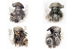 20 Pirate Illustration Portraits Drawn Characters Logo JPG Product Image 3