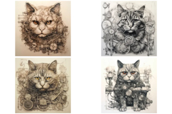 16 Steampunk Cat Illustration Portraits Kittens Collection Product Image 3