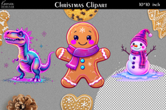 Iridescent Christmas Clipart|Neon Glitter Christmas Bundle Product Image 3