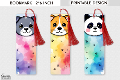 Funny Watercolor Animal Face| Cute Kids Printable Bookmark Product Image 1