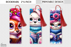 Book Lover| Purple Flower Animal Printable Bookmark Product Image 1