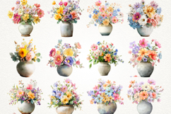 Floral Ceramic Vase Clipart Bundle 42 PNG Transparent BG Product Image 2