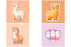 20 Kawaii Llama illustration Sticker Idea Design Cute Pets Product Image 3