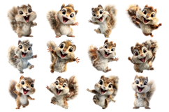 Baby Squirrel Clipart Bundle 28 PNG Transparent BG Product Image 2