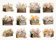 Boots with Flowers Clipart Bundle 40 PNG Transparent BG Product Image 2