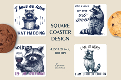 Vintage Raccoon | Funny Quotes Square Coaster Sublimation Product Image 1