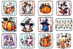 Patchwork Ghost Pillow Sublimation Design Fall Halloween Product Image 2