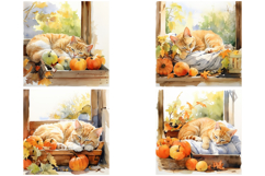12 Sleeping Cat Illustration Paintings Ginger JPG Product Image 2