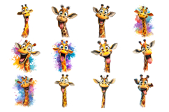 Cute Giraffe Clipart Bundle 28 PNG Transparent BG Product Image 2