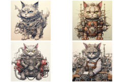 16 Steampunk Cat Illustration Portraits Kittens Collection Product Image 4