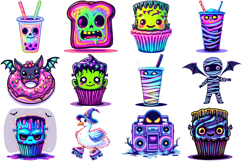 Neon Halloween Clipart|Cute Funny Character Bundle Product Image 6