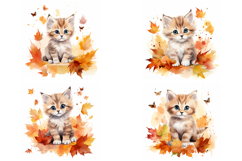 20 Autumn Thanksgiving Kitten Cat Illustrations JPG Product Image 3